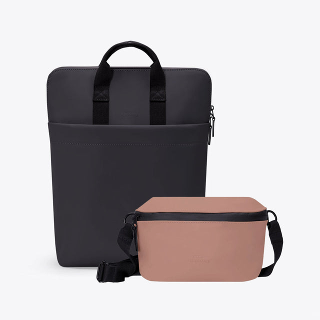 【74%OFF】 Set Masao Medium Backpack - Black /Jona Bag - Redwood